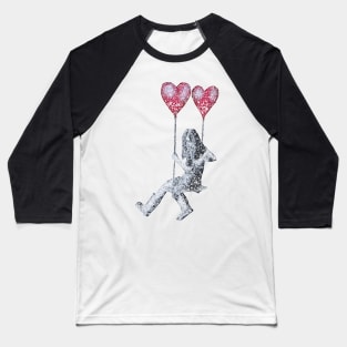 Low Poly Banksy Ballon Girl Scribble Baseball T-Shirt